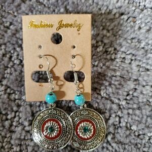 Fashion Jewelry Silver and Turquoise Earrings